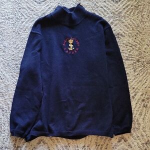 Vintage Ralph Lauren Anchor Mockneck Embroidered Sweater with Gold Buttons Sz S